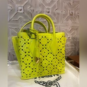 MCM Neon Yellow Mini Tote